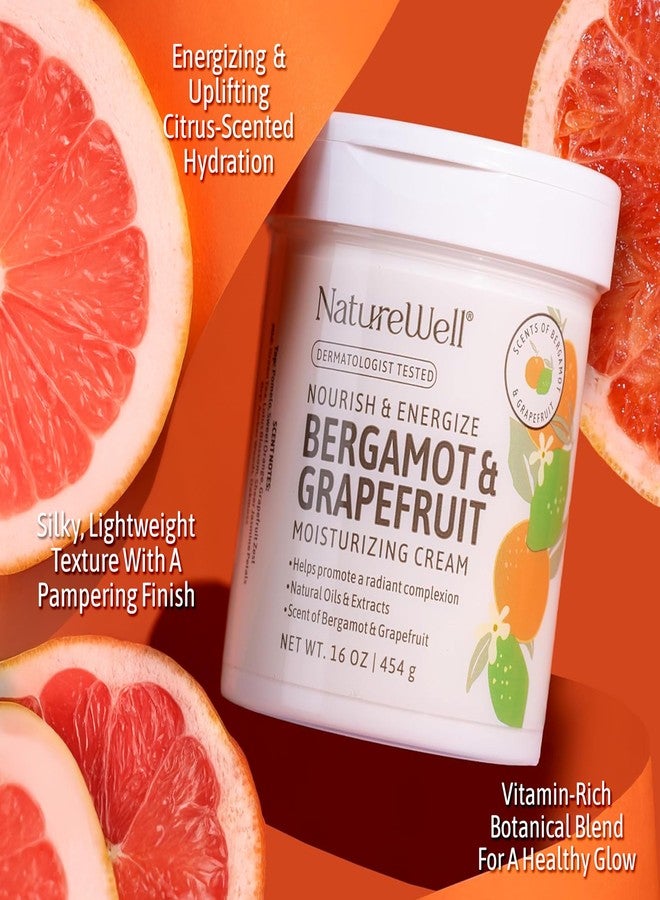 NATURE WELL Bergamot & Grapefruit Nourish & Energize Moisturizing Body Cream for Dry Skin, Infused with Natural Oils & Extracts, Non-Greasy, Lightweight, Helps Promote a Radiant Complexion, 16 Oz - Image 2